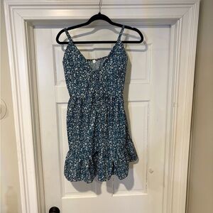 SHEIN Teal Floral Midi Dress